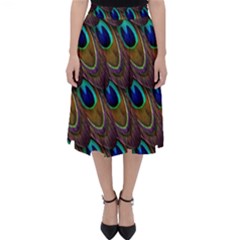 Peacock-feathers-bird-plumage Classic Midi Skirt by Ravend