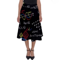 Black Background With Text Overlay Mathematics Formula Board Perfect Length Midi Skirt by uniart180623