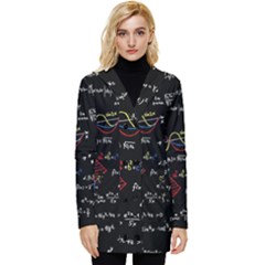 Black Background With Text Overlay Mathematics Formula Board Button Up Hooded Coat  by uniart180623