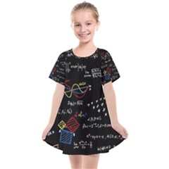 Black Background With Text Overlay Mathematics Formula Board Kids  Smock Dress by uniart180623