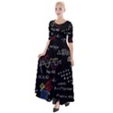 Black Background With Text Overlay Mathematics Formula Board Half Sleeves Maxi Dress View1