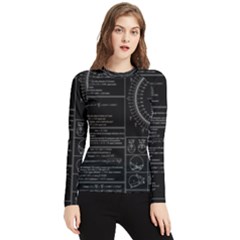 Black Background With Text Overlay Mathematics Trigonometry Women s Long Sleeve Rash Guard by uniart180623