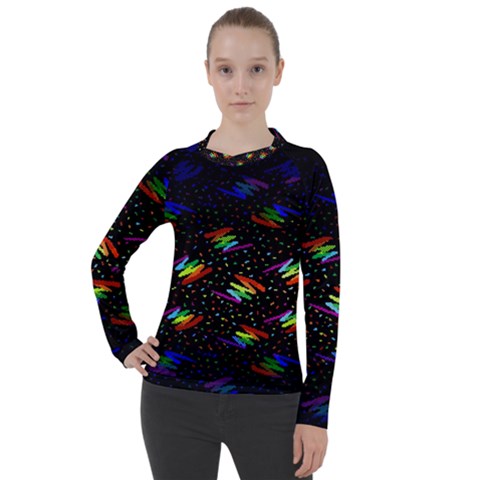 Rainbows Pixel Pattern Women s Pique Long Sleeve Tee by uniart180623