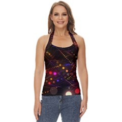 Abstract Light Star Design Laser Light Emitting Diode Basic Halter Top by uniart180623