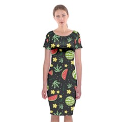 Watermelon Berries Patterns Pattern Classic Short Sleeve Midi Dress by uniart180623