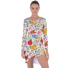 Colorful Flowers Pattern Abstract Patterns Floral Patterns Asymmetric Cut-out Shift Dress by uniart180623