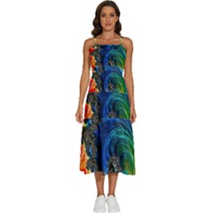 Colorful Digital Art Fractal Design Sleeveless Shoulder Straps Boho Dress by uniart180623