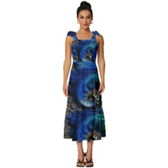 Colorful Digital Art Fractal Design Tie-strap Tiered Midi Chiffon Dress by uniart180623