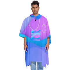 Colorful Blue Purple Wave Men s Hooded Rain Ponchos by uniart180623