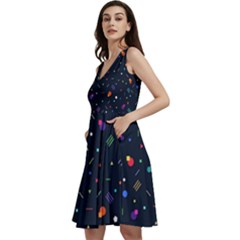 Abstract Minimalism Digital Art Abstract Sleeveless V-neck Skater Dress With Pockets by uniart180623