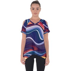 Wave Of Abstract Colors Cut Out Side Drop Tee by uniart180623