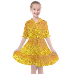 Texture Pattern Macro Glass Of Beer Foam White Yellow Bubble Kids  All Frills Chiffon Dress by uniart180623