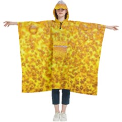 Texture Pattern Macro Glass Of Beer Foam White Yellow Bubble Women s Hooded Rain Ponchos by uniart180623