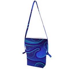 Spiral Shape Blue Abstract Folding Shoulder Bag by uniart180623