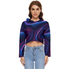 Purple Blue Swirl Abstract Women s Lightweight Cropped Hoodie by uniart180623