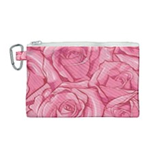 Pink Roses Pattern Floral Patterns Canvas Cosmetic Bag (medium) by uniart180623