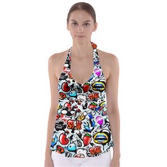 Graffiti Art Cartoon Comic Babydoll Tankini Top by uniart180623