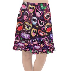 Funny Monster Mouths Fishtail Chiffon Skirt by uniart180623