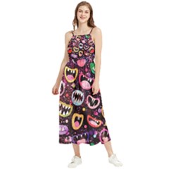 Funny Monster Mouths Boho Sleeveless Summer Dress by uniart180623