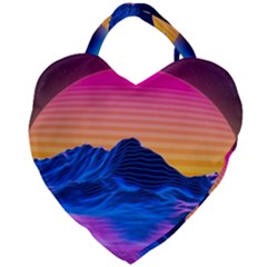 Sun Ultra Artistic 3d Illustration Sunset Giant Heart Shaped Tote by uniart180623