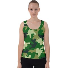 Green Military Background Camouflage Velvet Tank Top by uniart180623