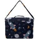 Space Background Illustration With Stars And Rocket Seamless Vector Pattern Box Up Messenger Bag View3