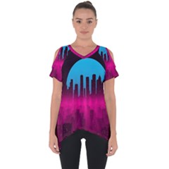 Futuristic Cityscape Cut Out Side Drop Tee by uniart180623