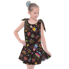 Cartoon Texture Kids  Tie Up Tunic Dress by uniart180623