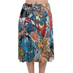 80 s Cartoons Cartoon Masters Of The Universe Velvet Flared Midi Skirt by uniart180623