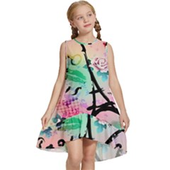 From Paris Abstract Art Pattern Kids  Frill Swing Dress by uniart180623