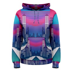 Retro Cityscape Artist Artwork Digital Art Women s Pullover Hoodie by uniart180623