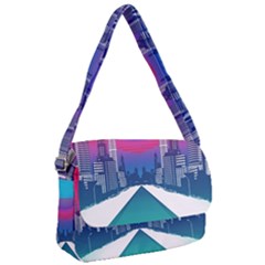 Retro Cityscape Artist Artwork Digital Art Courier Bag by uniart180623