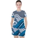 Waves Ink Abstract Texture Art Women s Tee and Shorts Set View1