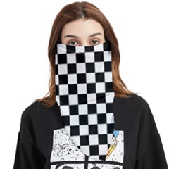 Black White Checker Pattern Checkerboard Face Covering Bandana (triangle) by uniart180623