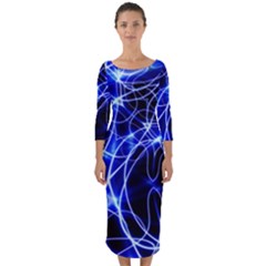 Lines Flash Light Mystical Fantasy Quarter Sleeve Midi Bodycon Dress by Dutashop