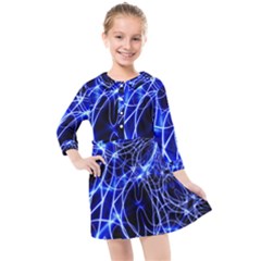 Lines Flash Light Mystical Fantasy Kids  Quarter Sleeve Shirt Dress by Dutashop