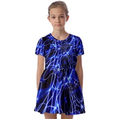 Lines Flash Light Mystical Fantasy Kids  Short Sleeve Pinafore Style Dress by Dutashop