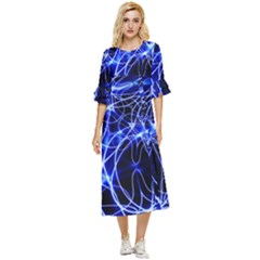 Lines Flash Light Mystical Fantasy Double Cuff Midi Dress by Dutashop