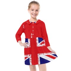 Union Jack London Flag Uk Kids  Quarter Sleeve Shirt Dress by Celenk