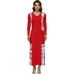 Union Jack London Flag Uk Long Sleeve Longline Maxi Dress by Celenk