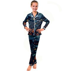 Underwater Ocean Animals Sea Kids  Satin Long Sleeve Pajamas Set by Simbadda