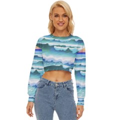 Ocean Sea Waves Beach Lightweight Long Sleeve Sweatshirt by Simbadda