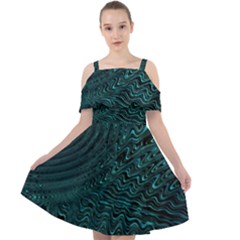 Wave Circle Ring Water Cut Out Shoulders Chiffon Dress by Simbadda