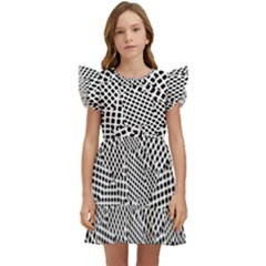 Geometric Noir Pattern Kids  Winged Sleeve Dress by dflcprintsclothing