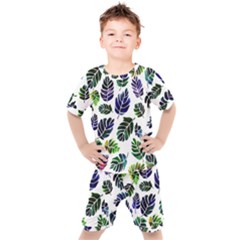 Leaves Watercolor Ornamental Decorative Design Kids  Tee And Shorts Set by Simbadda