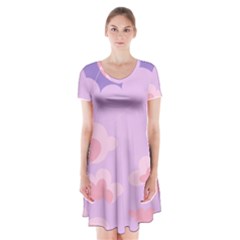 Sky Nature Sunset Clouds Space Fantasy Sunrise Short Sleeve V-neck Flare Dress by Simbadda