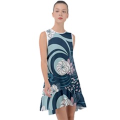 Flowers Pattern Floral Ocean Abstract Digital Art Frill Swing Dress by Simbadda