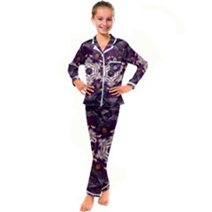 Rosette Kaleidoscope Mosaic Abstract Background Art Kids  Satin Long Sleeve Pajamas Set by Simbadda