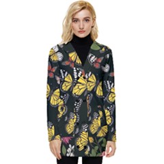 Flowers Butterfly Blooms Flowering Spring Button Up Hooded Coat  by Simbadda