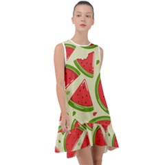 Cute Watermelon Seamless Pattern Frill Swing Dress by Simbadda